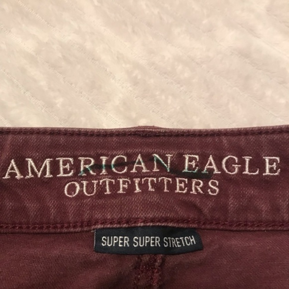 AE American Eagle Hi Rise Shortie Denim Jean Shorts Purple Burgundy Size 0 25 - Picture 4 of 6